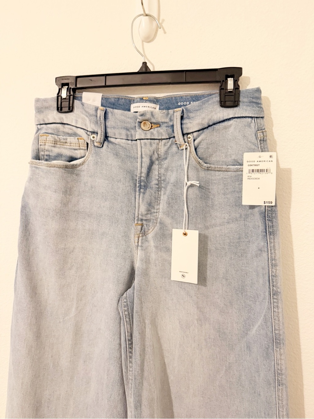 NWT Good American Good Skate Wide Leg Jeans Indigo 364 Size 4 - Picture 3 of 4